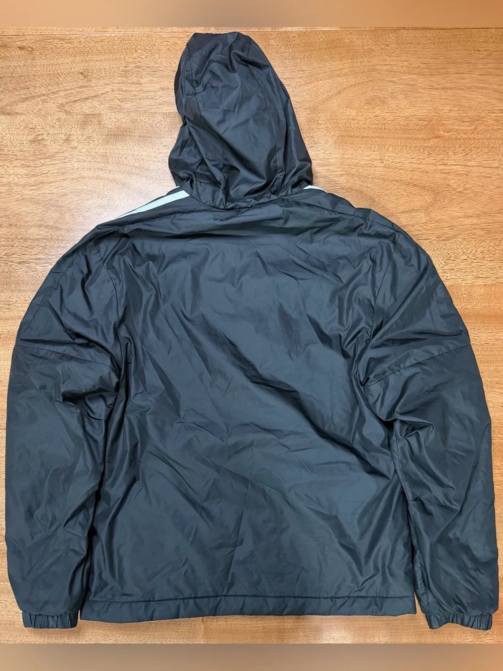 adidas Black Hooded Puffer Jacket with White 3-Stripes